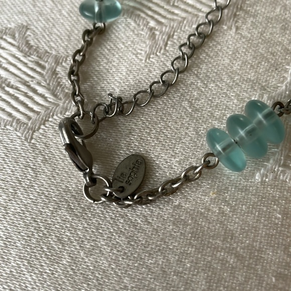 Lia Sophia Necklace Beads & Silver Tone Blue & Brown Accents - Picture 5 of 5